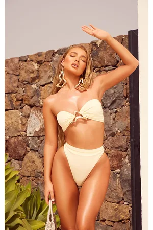 PRETTYLITTLETHING Gold Trim Bandeau Bikini Top