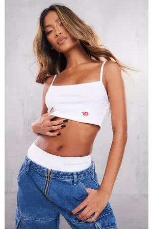PRETTYLITTLETHING Women Bras - White Embroidered Cotton Bralet