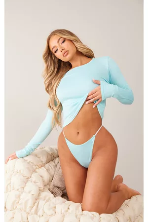 PRETTYLITTLETHING Women Thongs - Light Blue Soft Jersey Elastic Side Thong