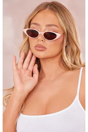 PRETTYLITTLETHING Women Cat Eye Sunglasses - Nude Slim Metal Arm Cat Eye Sunglasses
