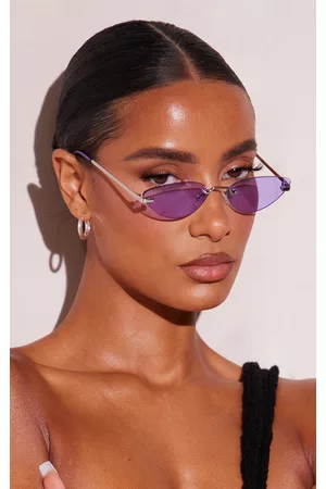 PRETTYLITTLETHING Women Cat Eye Sunglasses - Lilac Slim Oval Cat Eye Sunglasses