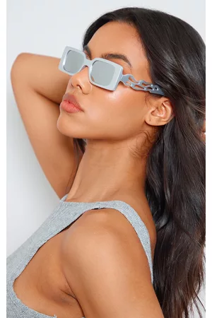 PRETTYLITTLETHING Women Sunglasses - Silver Flame Arm Rectangular Sunglasses