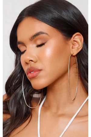 PRETTYLITTLETHING Women Earrings - Gold Elongated Statement Hoop Earrings
