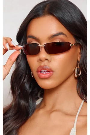 PRETTYLITTLETHING Women Sunglasses - Brown Ultra Slim Visor Sunglasses