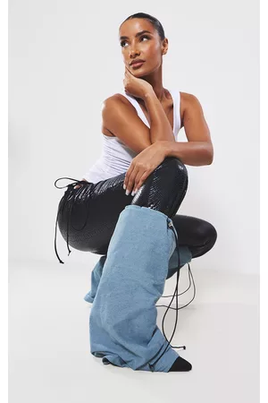 PRETTYLITTLETHING Women Jeans - Denim Jean Pointed Stiletto Knee Boots