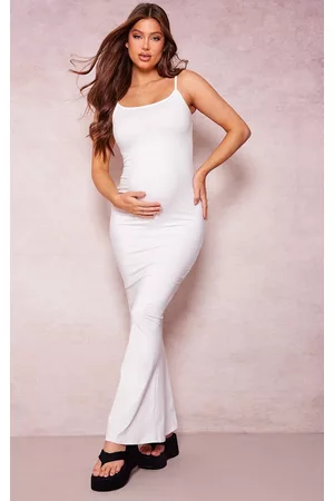 PRETTYLITTLETHING Women Cup Padded Dress - Maternity White Soft Touch Sculpt Strappy Midaxi Dress