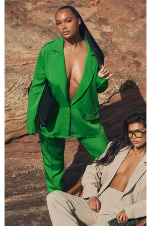 PRETTYLITTLETHING Women Oversized Blazers - Plus Bright Green Oversized Blazer