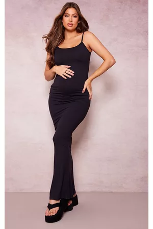 PRETTYLITTLETHING Women Cup Padded Dress - Maternity Black Soft Touch Sculpt Strappy Midaxi Dress