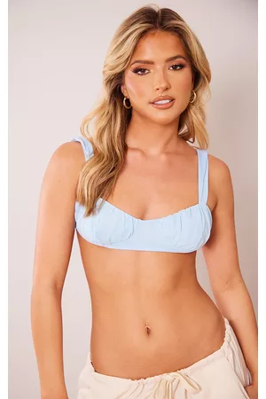 PRETTYLITTLETHING Women Bras - Baby Blue Mesh Ruched Bust Bralette