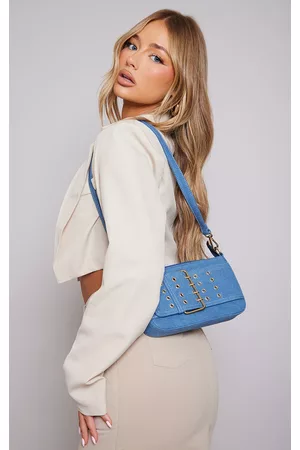 PRETTYLITTLETHING Women Shoulder Bags - Blue Denim Buckle Shoulder Bag