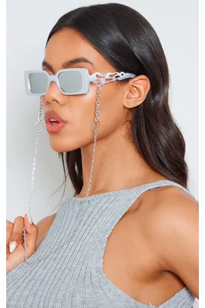 PRETTYLITTLETHING Women Sunglasses - Silver Twist Hoop Detail Sunglasses Chain