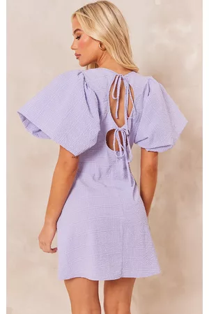 PRETTYLITTLETHING Women Puff Sleeve & Puff Shoulder Dresses - Lilac Underwired Corset Puff Sleeve Shift Dress