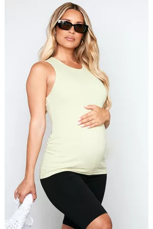 PRETTYLITTLETHING Women Tops - Maternity Sage Racer Neck Rib Top
