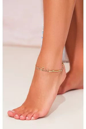 PRETTYLITTLETHING Women Anklets - Gold Textrured Chain Layered Anklet