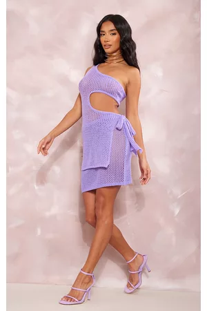 PRETTYLITTLETHING Women Mini Skirts - Petite Lilac Knitted Mini Skirt