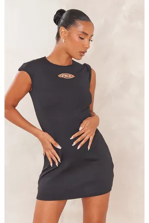 PRETTYLITTLETHING Women Bodycon Dresses - Black Ribbed Trim Detail Bodycon Dress