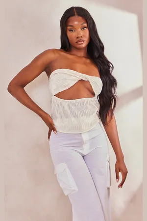 PrettyLittleThing, Tops, White Scuba Bandeau Crop Top