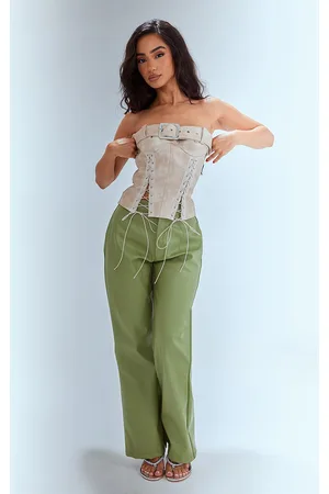 Leather Pants in the color green for Women on sale