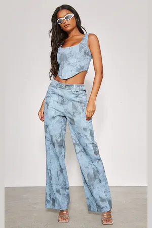 PRETTYLITTLETHING Logo Off White High Waisted Cuffed Sweatpants