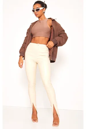 Beige Leather Pants  PrettyLittleThing CA