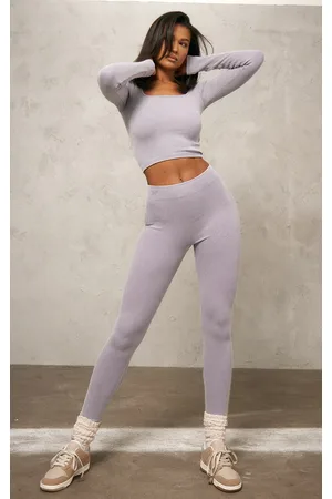 Grey Marl Structured Snatched Rib Leggings