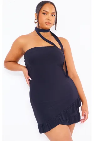 Multi Abstract Mesh Bandeau Lined Bodycon Dress