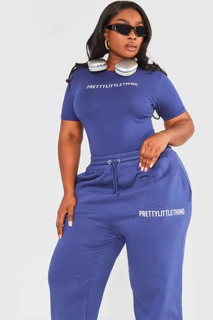 Prettylittlething Blue Logo Short Sleeved Bodysuit