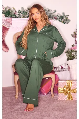 Sleeper Feather-trimmed Crepe De Chine Pajama Set in Green