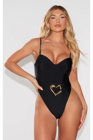 PRETTYLITTLETHING Heart Trim High Leg Swimsuit