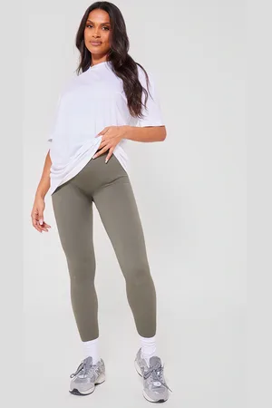 Brown Structured Snatched Rib Leggings