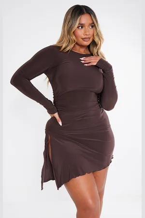 Black Structured Snatched Rib Scoop Dress