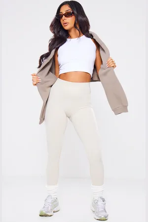 White Structured Snatched Rib Leggings