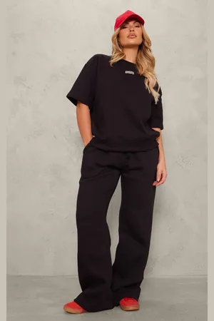 Plt Plus Black Logo Badge Wide Leg Sweatpants