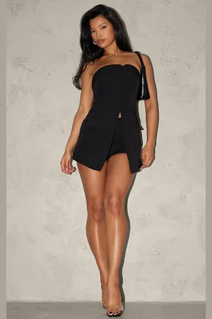 Petite Black Brushed Jersey Strappy Romper