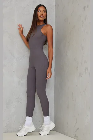Silver Structured Contour Ribbed Long Sleeve Jumpsuit $58.00
