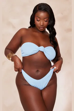 PRETTYLITTLETHING Plus Ribbed Bikini Bottoms