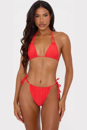 PRETTYLITTLETHING Mix & Match Halterneck Mini Ruched Triangle Bikini Top