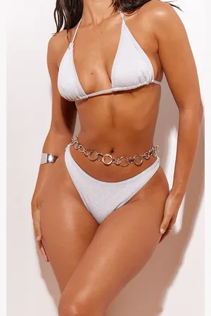 PRETTYLITTLETHING Glitter High Leg Bikini Bottoms