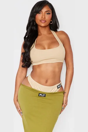 PRETTYLITTLETHING Shape Ribbed Halterneck Bralet