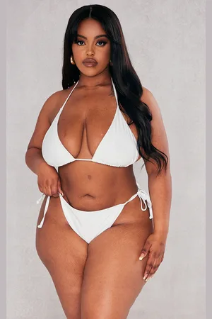 PRETTYLITTLETHING Plus Mix & Match Triangle Halter Bikini Top