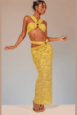 PRETTYLITTLETHING Floral Sheer Burnout Ring Detail Maxi Skirt
