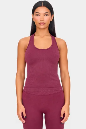 PRETTYLITTLETHING Acid Wash Seamless Rib Halter Neck Gym Top