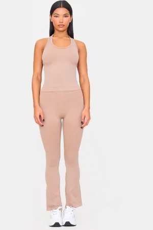PRETTYLITTLETHING Acid Wash Seamless Rib Flare Yoga Pants