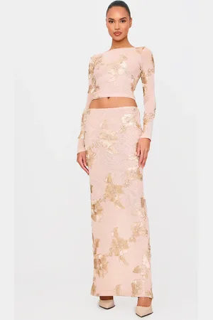 PRETTYLITTLETHING Floral Jacquard Maxi Skirt