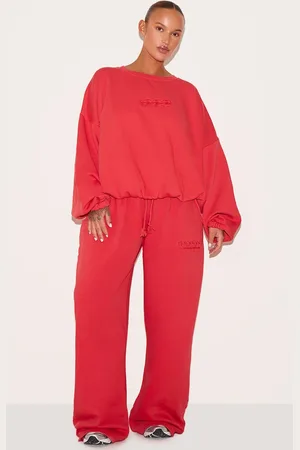 PRETTYLITTLETHING Plus Embroidered Straight Leg Sweatpants