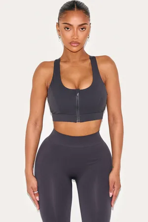 PRETTYLITTLETHING Shape Sculpt Active Zip Front Cupped Sports Bra