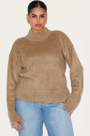 PRETTYLITTLETHING Plus High Neck Eyelash Knit Sweater