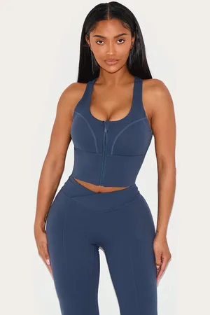 PRETTYLITTLETHING Shape Sculpt Active Zip Front Cupped Long Line Sport Bra