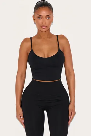 PRETTYLITTLETHING Shape Cotton Strappy Crop Top