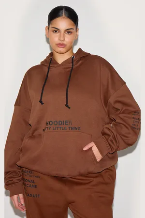 PRETTYLITTLETHING Plus Oversized Fit Graphic Printed Hoodie